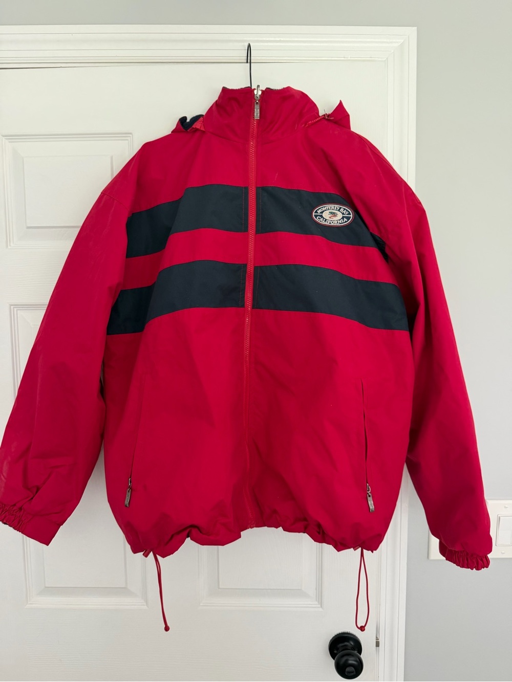 Women’s Red and Black Striped Windbreaker Jacket